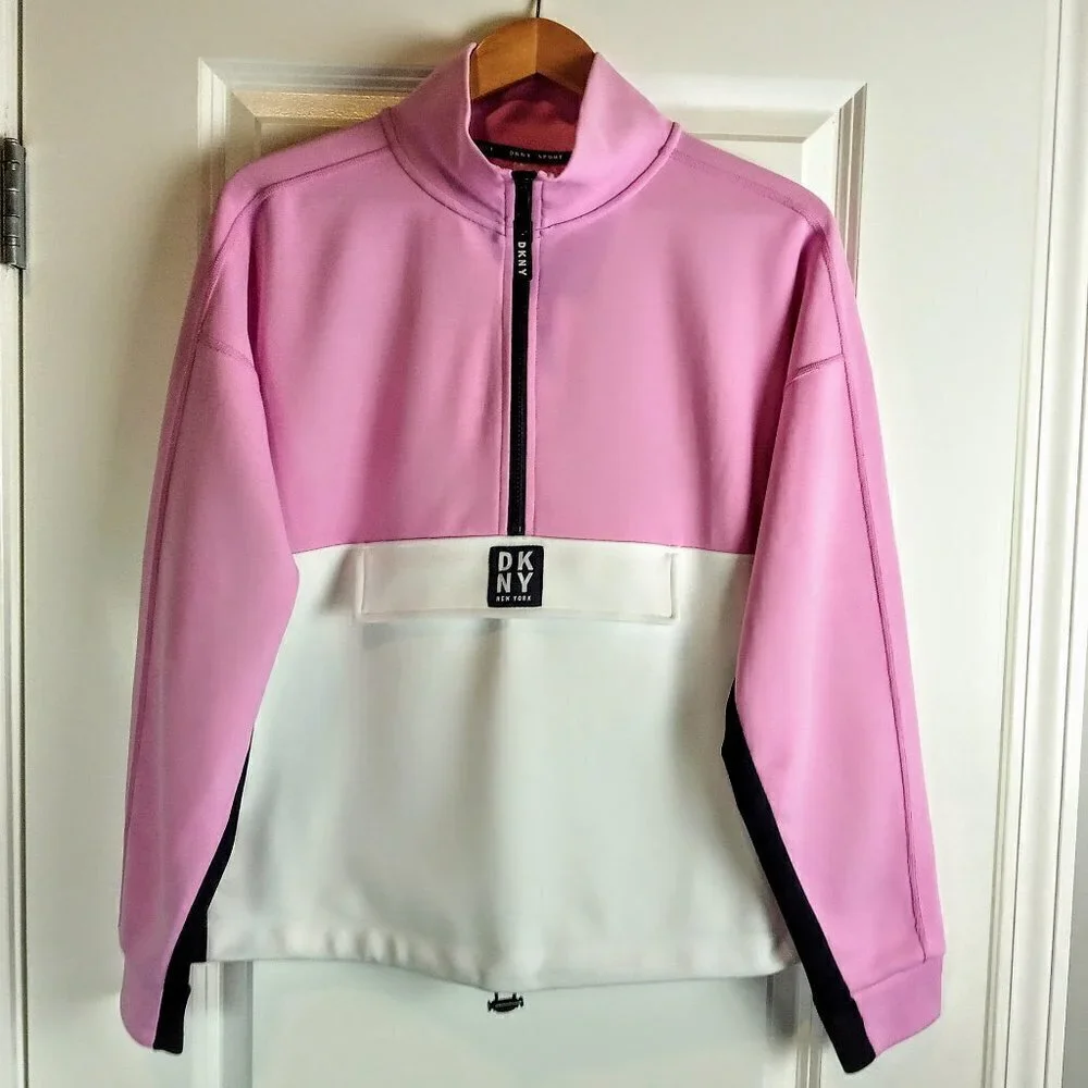 DKNY Sport Color Block 1/2 Zip Pullover Sweater - Picture 2 of 8